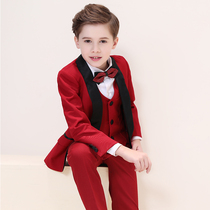 Childrens suit suit suit boys dress autumn red boy little host catwalk piano performance suit English style