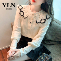 Thickened doll collar lace shirt Women autumn and winter wear 2021 New polished base shirt foreign style interior top