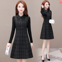 Large size women's clothing is suitable for short people to wear a dress your wife's high-end foreign style spring and autumn winter clothing 2022 new style