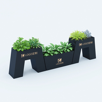 Wrought iron flower box Outdoor simple courtyard pendulum square Sales department Commercial street combination flower trough Road flower bed flower box