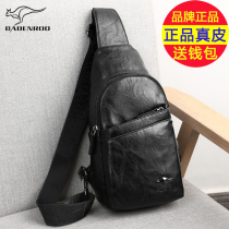 Biden kangaroo mens chest bag 2022 new tide cards genuine leather bag Bull Leather Single Shoulder Diagonal Satchel Casual Little Backpack
