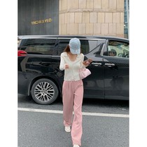 2021 early autumn new high waist casual pants women light cooked Imperial sister wind temperament age age loose sagging sense suit wide leg pants