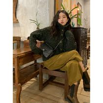 Retro high-neck twist sweater coat cardigan womens autumn and winter 2021 New Coat (11=0 days delivery)