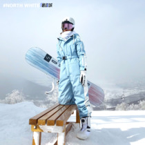 # NorthWhite veneer baby blue one-piece ski suit set windproof waterproof thick warm professional snow pants