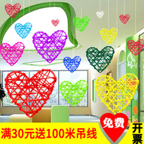 Sepakkuk decoration Air pendant Kindergarten pendant Peach heart ring Creative pendant Corridor shop Classroom store ceiling