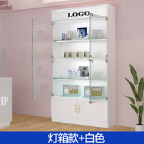 Solid Wood light box double open glass door with lock cosmetics display shelf beauty mother and baby bag Display hand cabinet