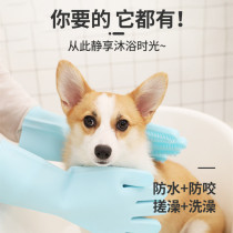  Pet dog cat bath artifact Teddy golden retriever bath gloves with brush Cat anti-scratch and anti-bite bath supplies