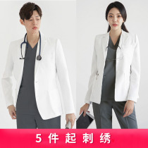 Duozhi long sleeve white coat doctors clothing female beauty salon plastic Dental dentist work clothes male high-end customization