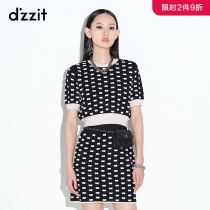 dzzit ground vegan summer new black short splicing knit short sleeve female 3D2E3196A
