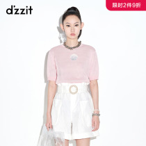 dzzit ground vegan summer new short sleeve round collar casual minimalist jersey woman 3D2E3171G