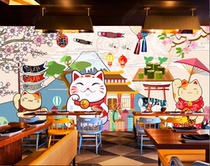 Japanese Sushi Cuisine Restaurant decorated wallpaper Japanese style Cat Floating Wallpaper Street View House