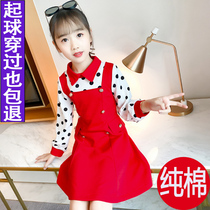 Girl Spring Clothing Dress dress New Year Ocean Gas Network Red CUHK Girl Child Spring Fall Princess Dress Fairy Tales