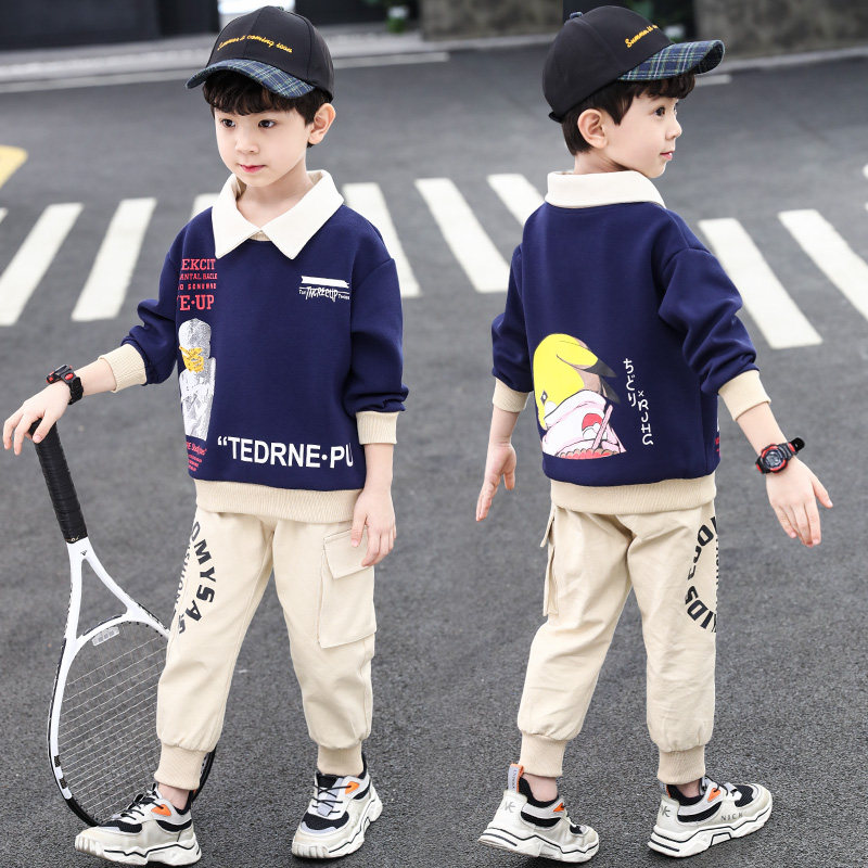 Childrens spring dress set 2021 new spring middle school boy handsome spring and autumn clothes tide