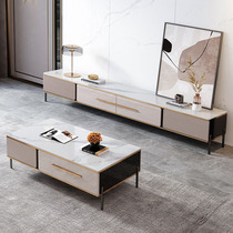 Light luxury Rock board TV cabinet coffee table combination modern simple living room TV Cabinet new small apartment TV table