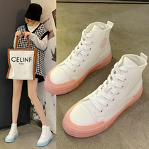 Mostarsea out of the street is worth having~High-top canvas shoes womens summer white shoes Hong Kong style casual sports board shoes