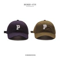 Hat male spring and summer street trendsetter P letter embroidered hat female sun hat Korean version of Joker soft top cap