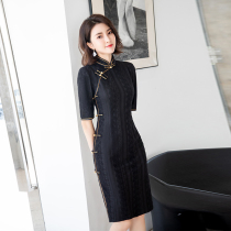 Senior cheongsam 2021 new young model improved elegant French high-end temperament black small autumn dress