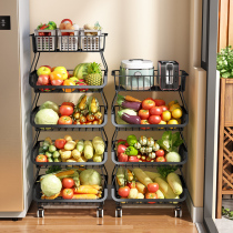 Kitchen vegetable basket storage rack floor type multi-layer vegetable storage rack multifunctional fruit and vegetable storage basket artifact