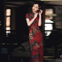  Improved cheongsam mother dress summer 2021 new retro Republic of China long happy mother-in-law wedding dress female Chinese style
