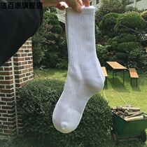3 5 Cotton black and white socks womens long socks stockings ins trend spring and autumn Japanese students male sports middle tube