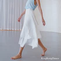 King Kong dance One-piece wrap dress Irregular lily white dress Elegant spring and summer elegant high-end French romance