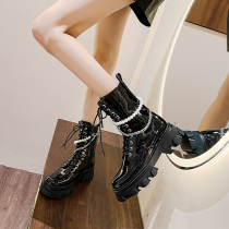 Martin boots female winter English style boots 2021 New thick-soled tide cool fried street fashion Pearl tall Knight boots