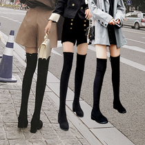 Over Kneecap Boots Woman 2021 Autumn Winter New High Cylinder Boots Over Knee Boots Woman Shoes Knight Boots Rough Legs Heel Long Barrel Boots