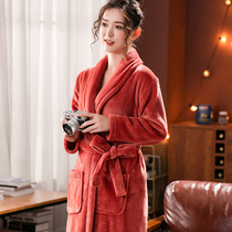 Nightgown women autumn and winter long thick flannel womens bathrobe coral velvet bathrobe couple cloud mink velvet pajamas