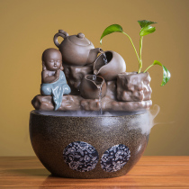 Ceramic flowing water fountain ornaments atomized humidifier waterscape feng shui lucky fish tank Zen desktop living room decoration