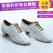 Professional Children's Latin Dance Shoes Girls Cha Cha Dance Shoes Children's Latin Shoes Flat-heeled Soft-soled Wear-resistant Girls' Training Shoes