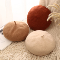 Autumn and Winter Childrens beret female baby retro cashmere princess hat parent-child pumpkin hat little girl top hat