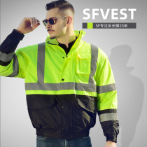 SFVest reflective cotton-padded clothes traffic safety cotton-padded jacket highway political clothes riding coat mens winter cold