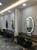 Tide shop European simple beauty salon mirror touch LED light mirror Barbershop mirror Hair salon makeup mirror with light