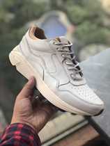 Han Dai Chunyuan Vinci old white pure leather Italian made comfortable leisure hiking shoes Outdoor Sports mens shoes