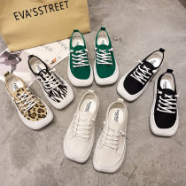 Big head canvas shoes womens shoes 2021 new niche summer thin solid color casual sports board shoes white shoes