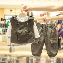 Three-piece baby childrens clothing small and medium-sized tide boy Korean spring and autumn tooling clothes 2021 New Tide