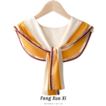 Feng Xueqian 2022 new summer Outer lapped with small shawl female thin section Decorative Printed Cloak Fake Collar Small Kan Shoulder Spring Autumn