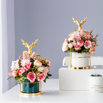 Light luxury dining table flower tea A few carnations Floral potted simulation flower ornaments fake flower Living room decoration desktop decoration flowers