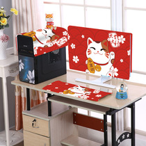  Computer dust cover protective cover Desktop decoration set Cat cute host keyboard chassis cover towel Display cover cloth