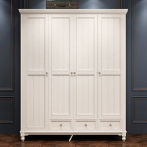 American solid wood wardrobe modern simple three or four or five bedroom storage cabinet household rubber wood white wardrobe