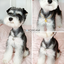 Snownery Pet Pooch Necklace Farfight Bacon Midsize Dog Gold Necklace Small Cat Item Ring Accessories Tide Teddy Golden Hair