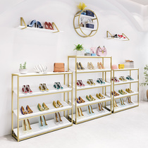 Shoe store Shoe rack display rack Clothing store multi-layer shelf Wall-mounted storage bag shelf Shopping mall store wooden cabinet