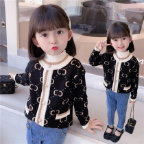 Girls autumn clothing sweater cardio-hoodie 2022 new Korean version The childrens spring autumn knit cardio-hoodie baby foreign air small fragrant wind jacket