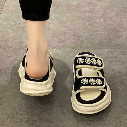 Tide, тапочки на платформе, обувь, сетчатая наклейка на липучке, тканевые слайдеры, коллекция 2023, популярно в интернете, в цветочек