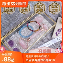 European craft glass jewelry storage box small luxury large capacity high-grade exquisite natural white crystal degaussing aid