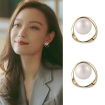 Gold years Ni Ni Zhu lock lock with earrings 925 silver needle pearl earrings 2021 New retro earrings