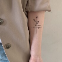 AnOther Tattoo ins Wind art line Rose beautiful waterproof long-lasting tattoo stickers Buy one get one free