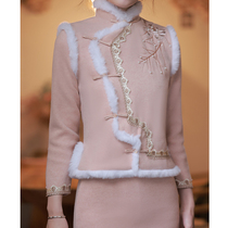 Cheongsam young high-end temperament 2021 new women autumn and winter padded plus velvet long sleeve improved two-piece New Year