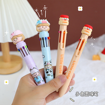 Cute press cartoon ballpoint pen female 0 5mm Korean small fresh creative multi-color pen multi-color black oil pen