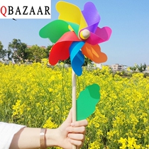 Windmill decoration colorful outdoor wooden pole rotating color kindergarten plastic children holding large windmill toy